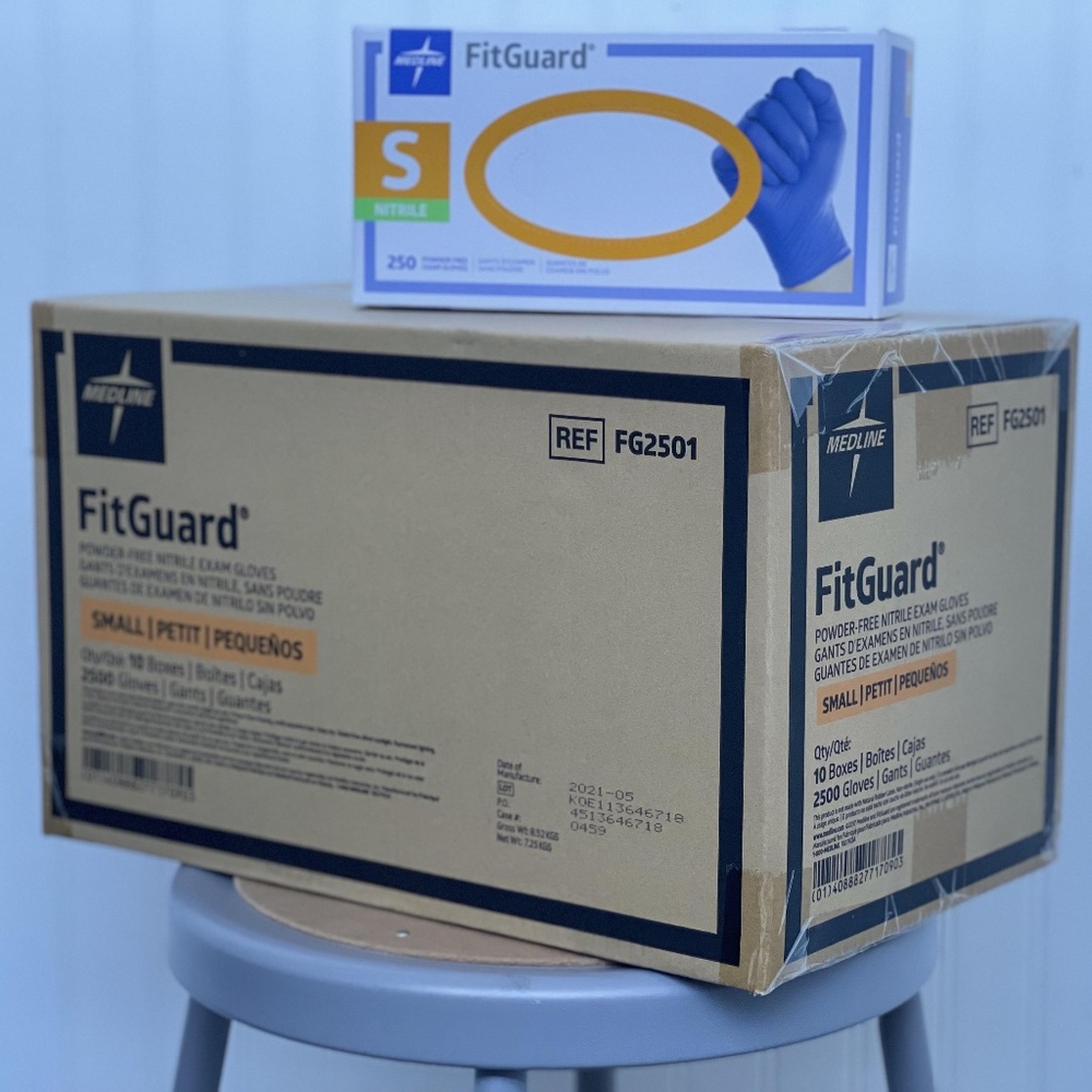 Medline Fitguard Nitrile Powder-Free Exam Gloves- 2500 Gloves